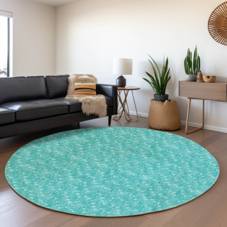 Premium Machine Washable Cerrito AMF514 Teal Rug