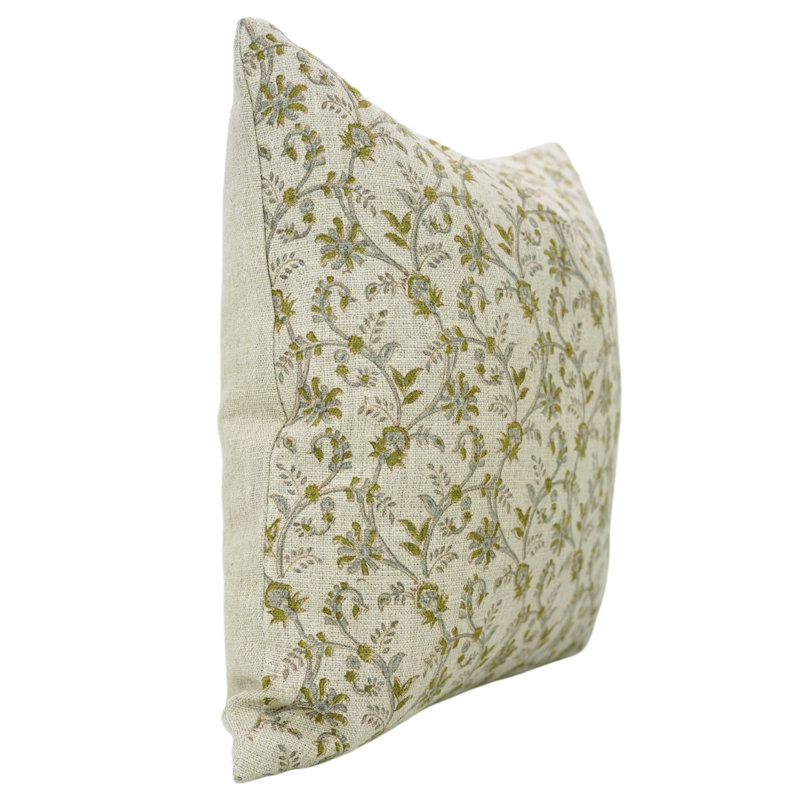Housse de coussin Fabividine, printemps / été, Varanasi, Vert, H 14 po x l 36 po, Forme rectangulaire