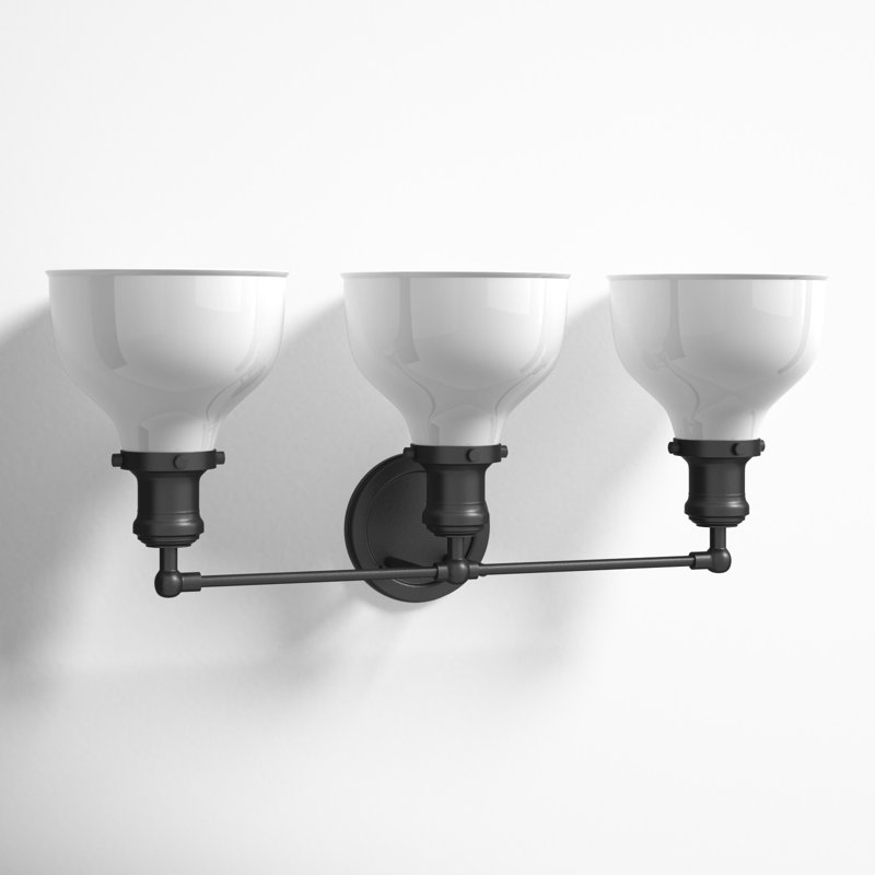 Zephyr 3 Light Frosted Dimmable Vanity Light, White, Charcoal