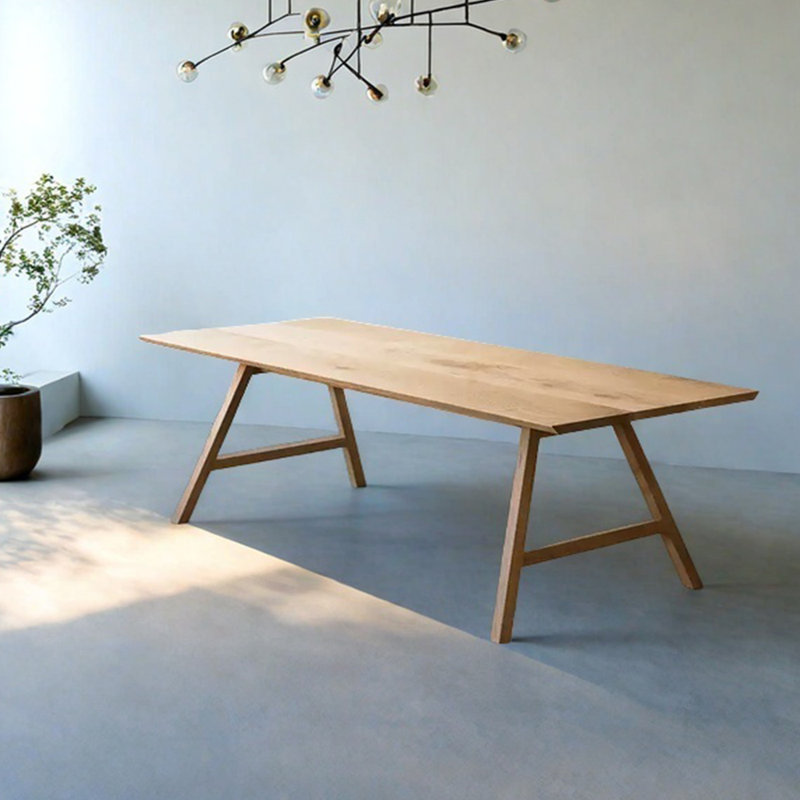 Table de salle à manger rectangulaire en bois de frêne, H 29,53 po x L 94,49 po x l 39,37 po