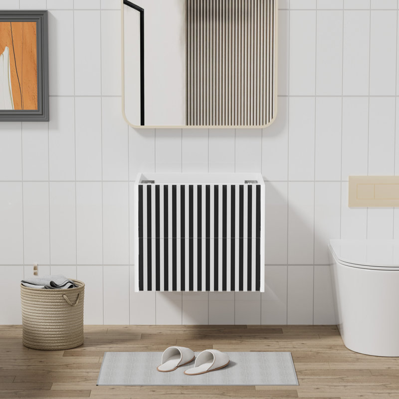 Base de meuble-lavabo simple 24 po seulement, meuble flottant sans comptoir d'évier, Blanc