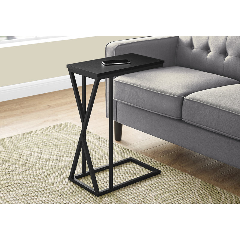 Black Accent Table For Living Room Snacks, Modern Style With Asymmetrical Triangle Metal Detail, 10.53 In Depth, 18.71 Width, Assembly Required Table, Design Room, Inches Long, 18.25 Wide, Needed