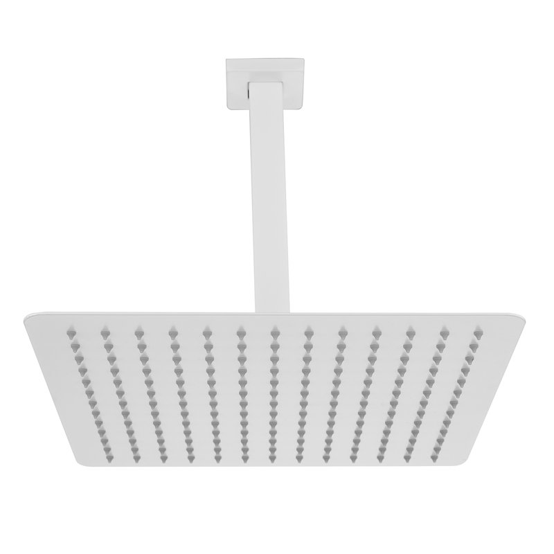 Pomme de douche carrée ultra-mince carrée, douche en cascade à haute pression en acier inoxydable nickel brossé 304 avec jets en silicone anti-colmatage, installation sans outil