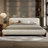 Curva Modern White Boucle Platform Bed Queen Size Bed Frame with Upholstered Headboard-1164148305