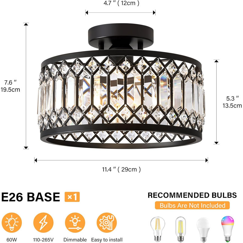 Plafonnier semi-encastré en cristal Modern