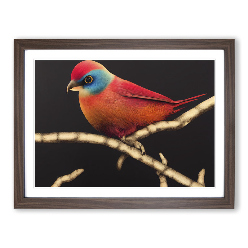 XH1022-8327X Stimulating Bird - Single Picture Frame Print, 46cm H x 64cm W x 2cm D, Walnut