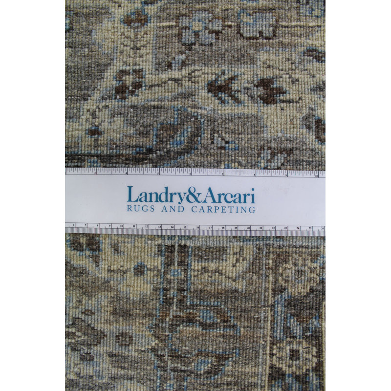 Tapis vert en laine noué à la main de conception unique 8 pi 1 po x 9 pi 11 po Tabriz