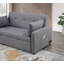 Canapé-lit convertible en lin gris de 69 po Ravenna avec ports USB, prises de courant, poches, coussins, capitonnage