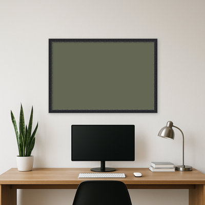 Framed Fabric Pinboard, 38x26 Olive Driftwood Design Bulletin Board for Wall Organization