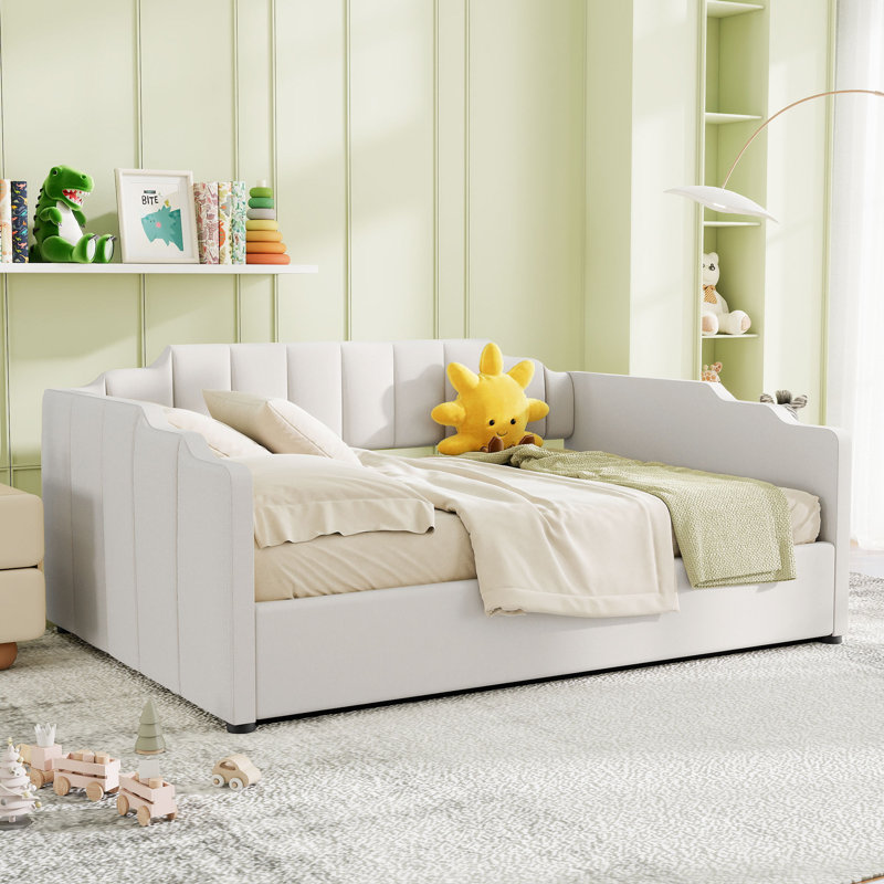 Upholstered Daybed with Underneath Storage, Full/Double, Beige