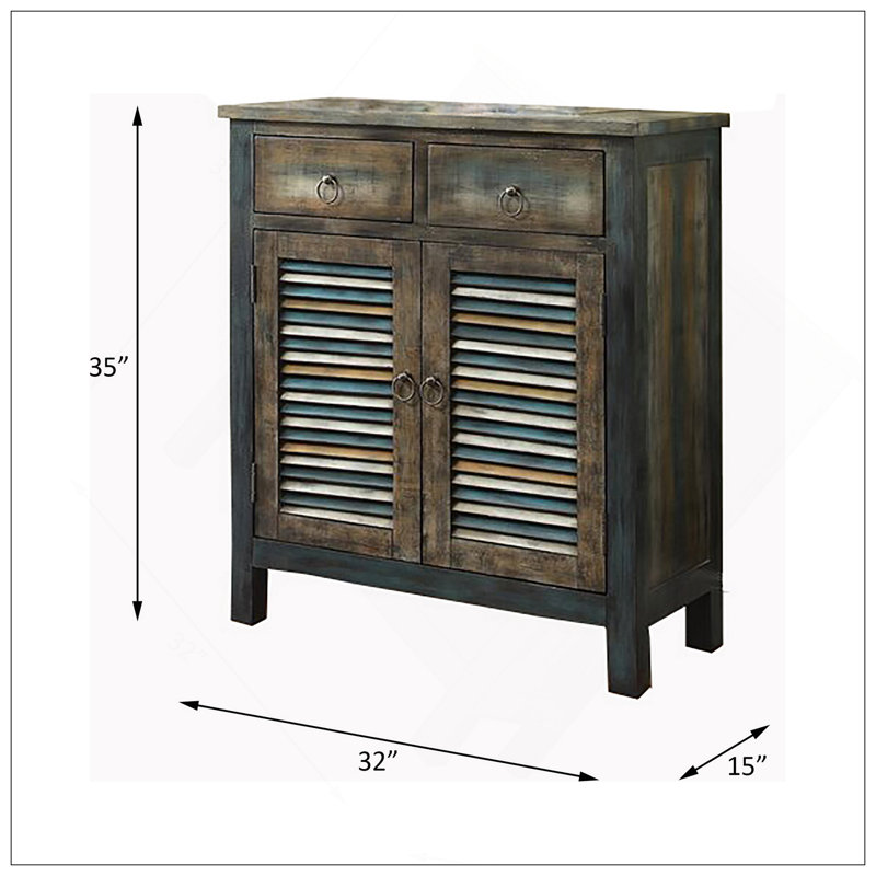 Armoire console en chêne et sarcelle Anqtique
