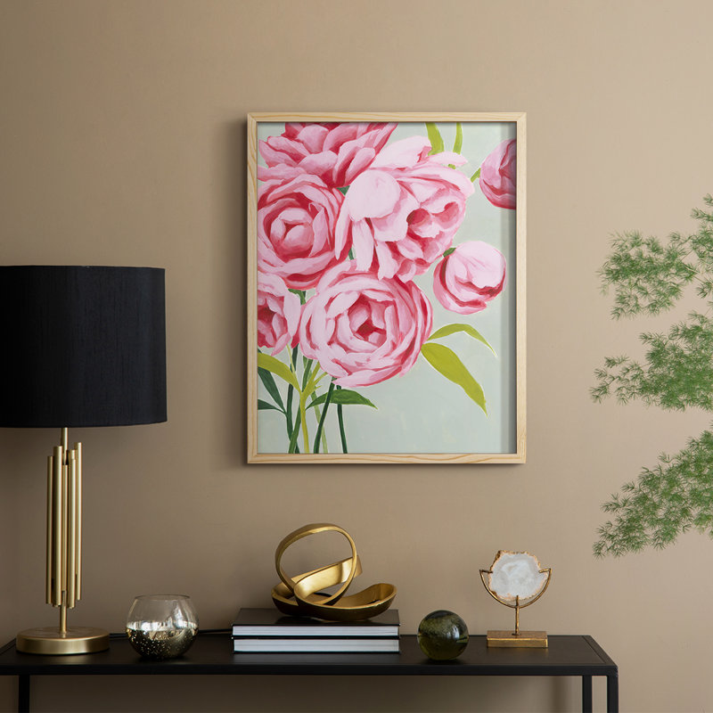 This Year's Peony II, reproduction encadrée - bois massif, H 30 po x l 24 po