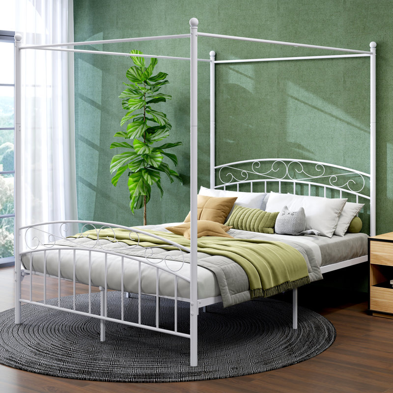 Canopy Platform Bed, Black, Queen