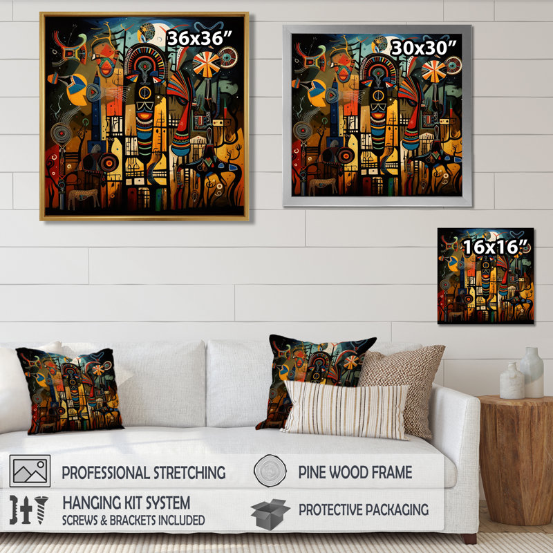 «Abstract Sub-Saharan Landscape - Art africain», reproduction d'art sur toile encadrée, H 30 po x l 30 po