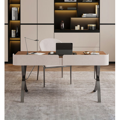 Bureau d'ordinateur en bois massif italien de luxe