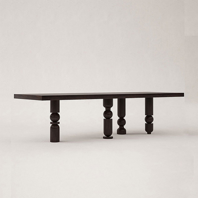 Table de salle à manger rectangulaire moderne en bois massif noir, 94.49