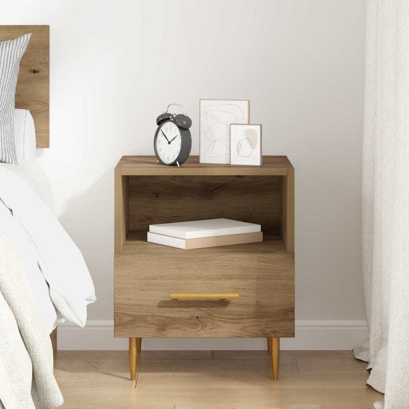 40cm W Manufactured Wood Bedside Table, Brown