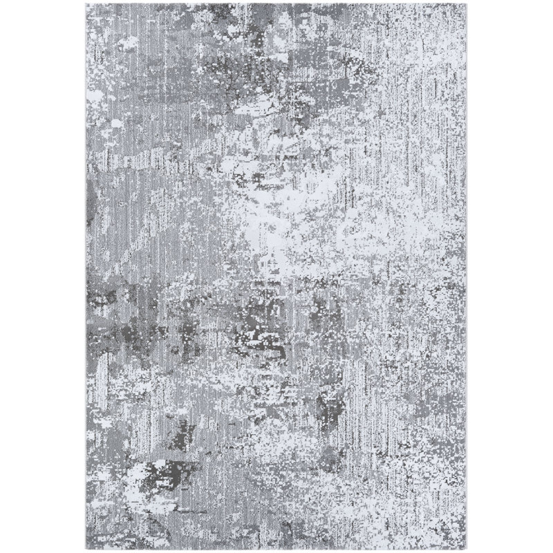 Driggers Gray/White Area Rug, Rectangle 2' x 3'11"