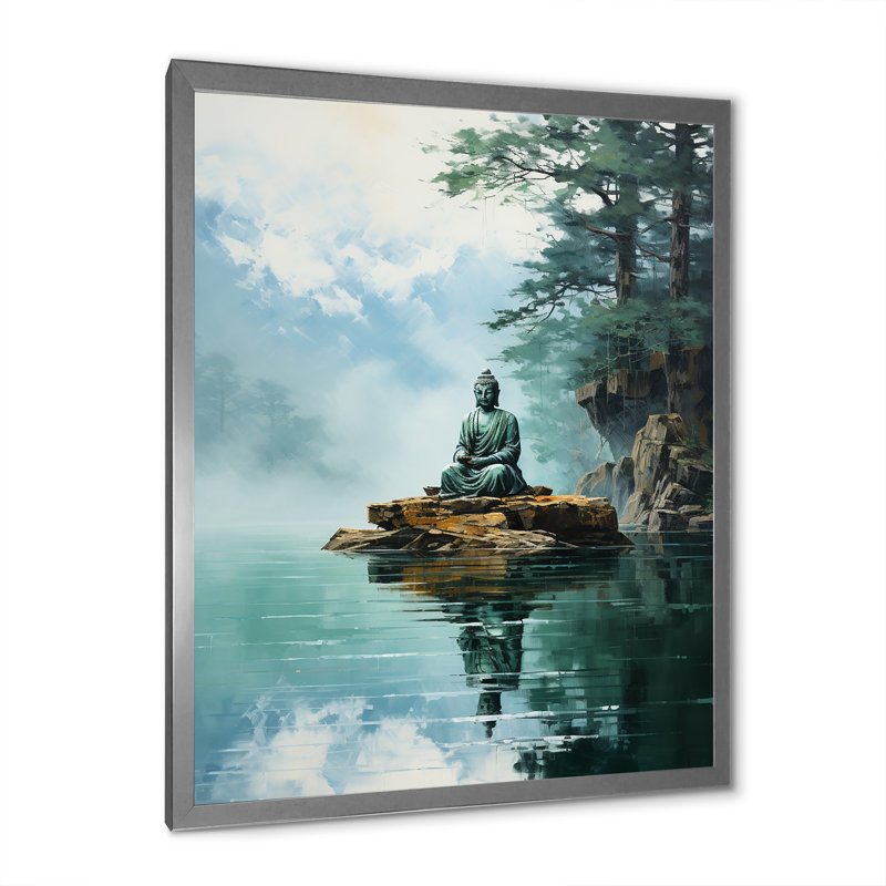 «Tranquil Mind Meditation I», reproduction sur toile, Cadre simple argenté, H 40 po x l 30 po x P 1,5 po