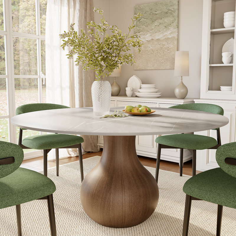 Table de salle à manger Otelia Farmhouse, 29.52"H x 59"L x 59"W, Romantic Garden