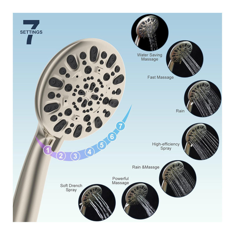 Brushed Nickel Adjustable Height Rainfall Handheld Showerhead Combo