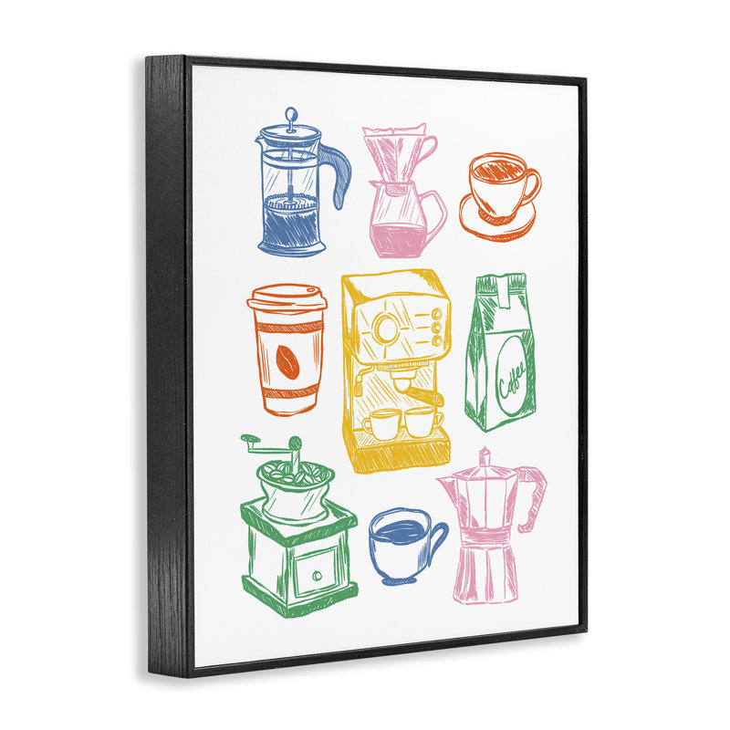 Giclée encadrée «Rainbow Coffee» par JJ Design House LLC, H 14 po x l 11 po, Giclée encadrée noir minuit