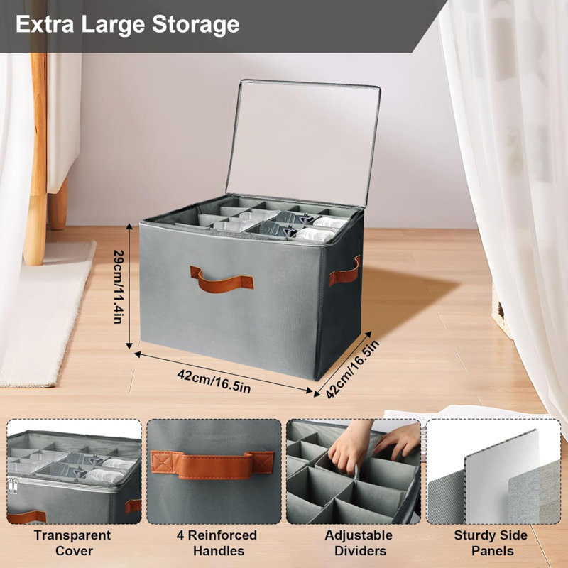 16 Pair Shoe Storage Box, Grey