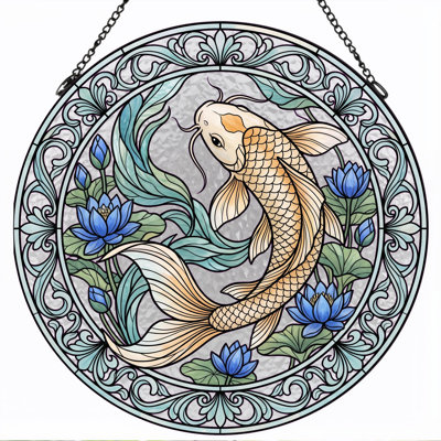 Panneau de vitrail Koi Fish, H 12 po