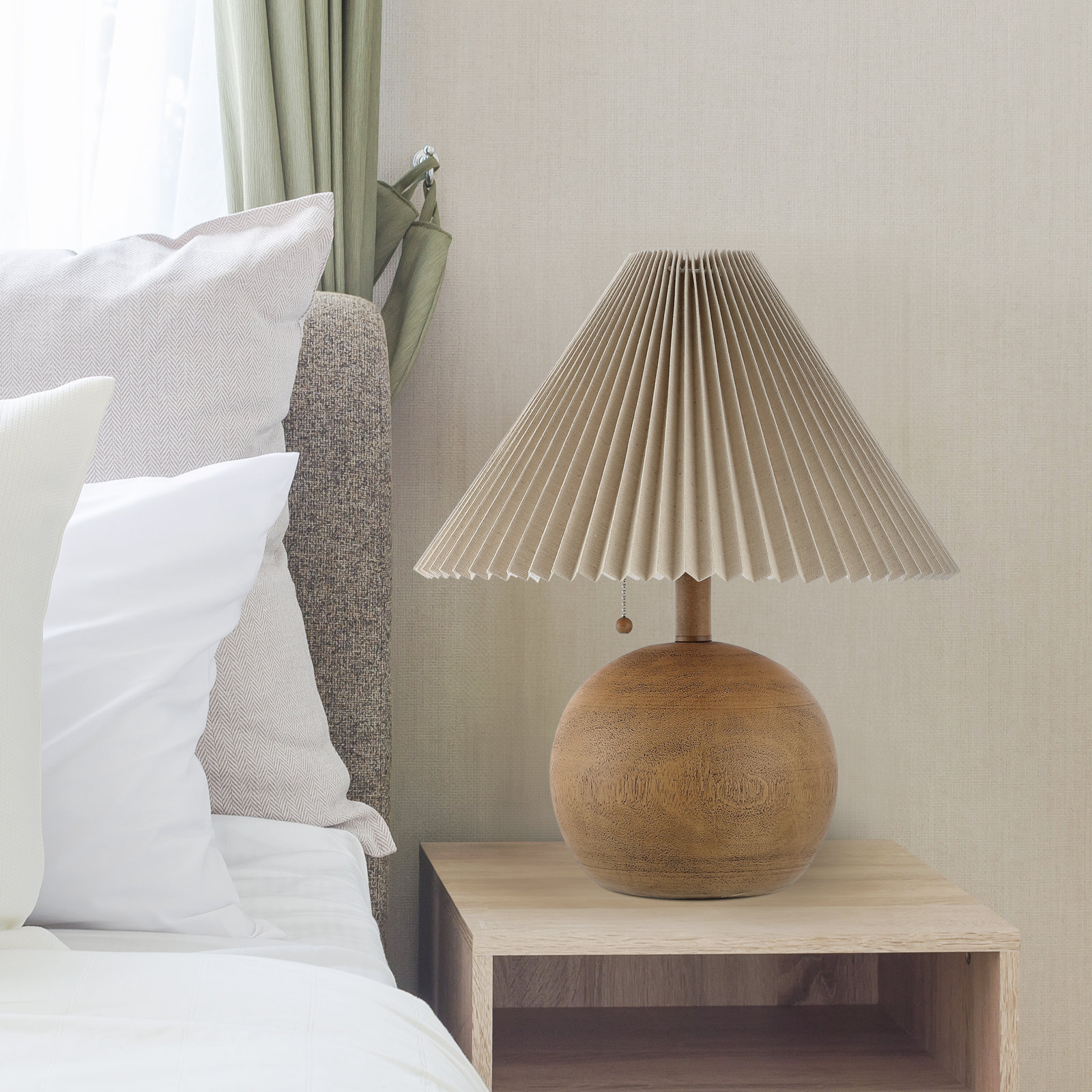 Inaki Resin Table Lamp, Brown Wood, Brown