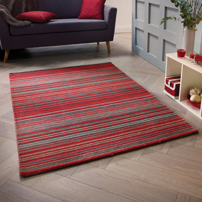 Tarren Handwoven Wool Red Rug