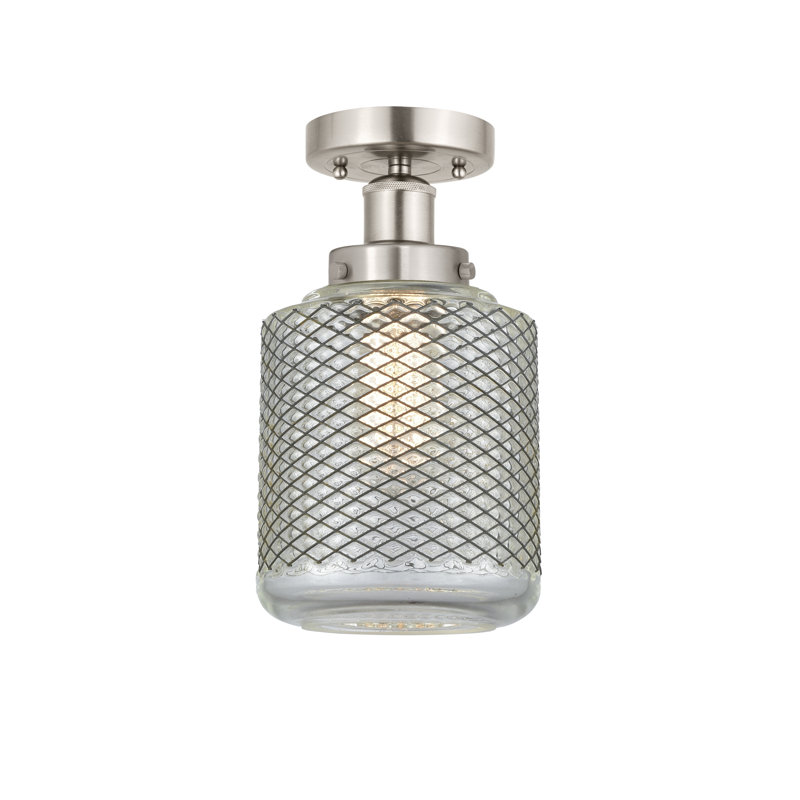 Plafonnier semi-encastré en verre Dore, Nickel satiné brossé