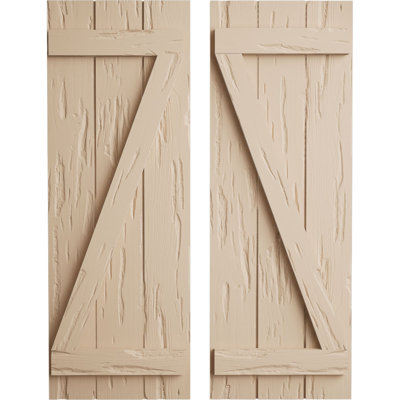 Rustic Three Board Joined Board-n-Batten Faux Wood Shutters w/Z-Board (Per Pair)