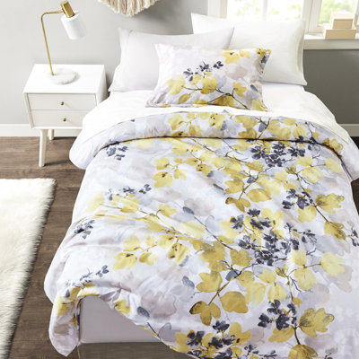 Yellow Full Comforter With Side Pockets Sheets - Fabric And Sheet Grey Leaf Pattern Size