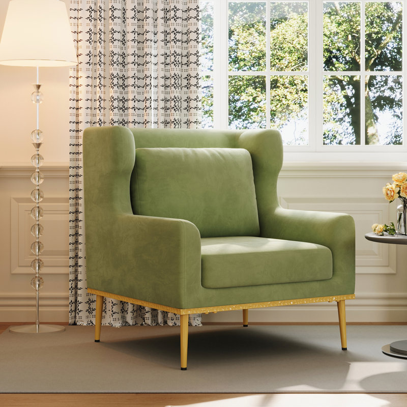 Chaise avec accoudoirs en velours Modern, Green