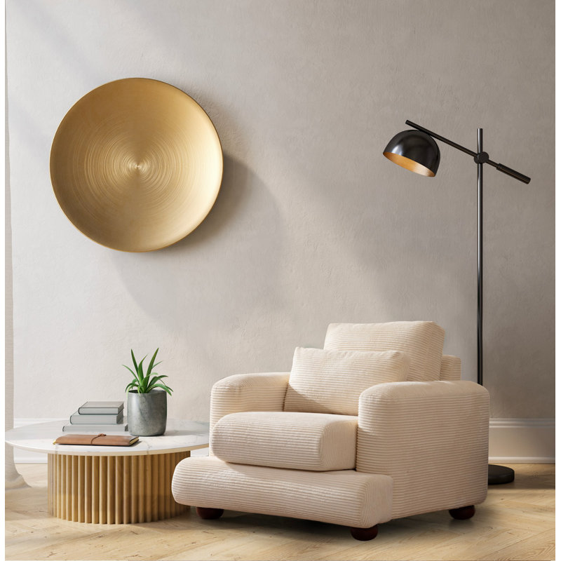 Élégant canapé 1 place, beige, 39,4 x 41,3 x 35,4 pouces | Structure en bois de hêtre et en carton, tissu 100% polyester | 28 pieds en mousse pour plus de confort, pieds ronds en noyer | Coussin portatif, nettoyable à sec, parfait pour les salons