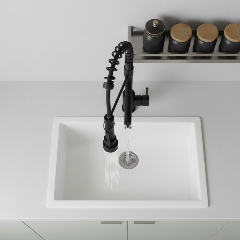 High Arc Single-Handle Pull-Down Kitchen Faucet (Set of 2), Matte Black