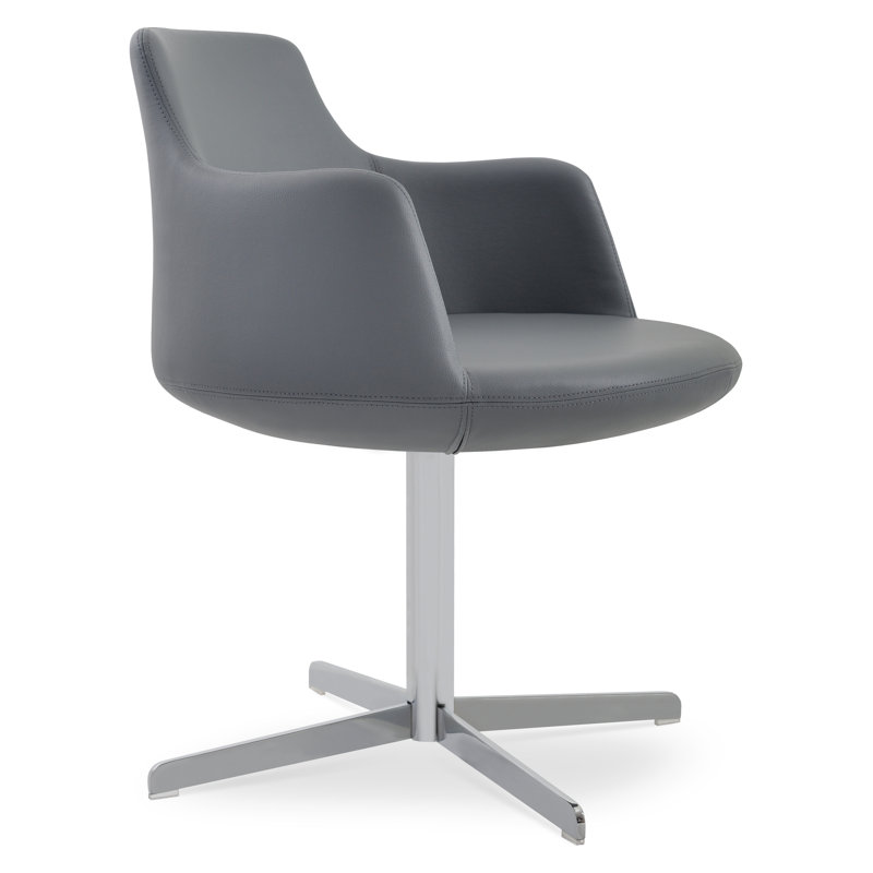 Derviche 4 étoiles chaise, Laiton, Similicuir - Gris