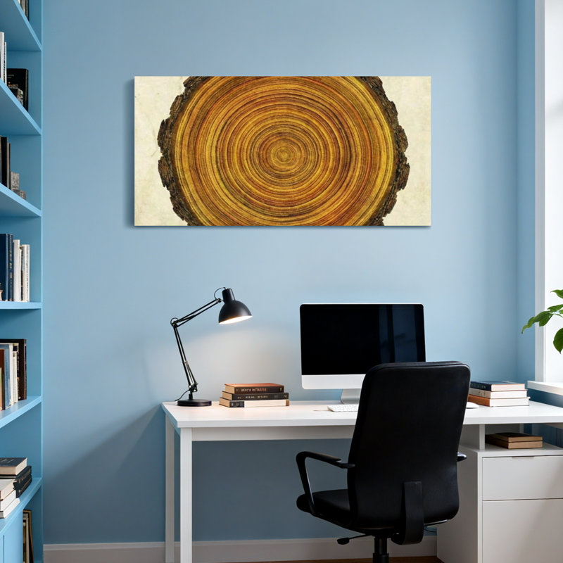 Plants & Flowers Tree Ring Pattern Print Canvas Art, 16" H x 32" W