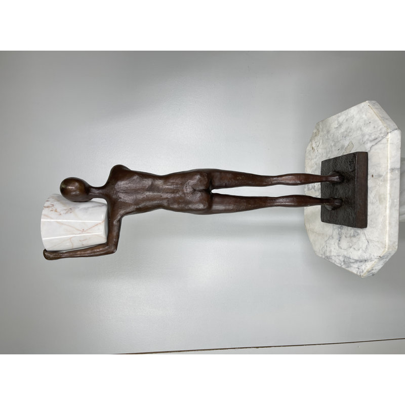 Bronze Man Carrying Pot Sculpture