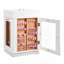 Armoire de rangement à bijoux rotative à 360 ° en MDF avec porte magnétique, crochets à collier intégrés, organisateur de bijoux blanc