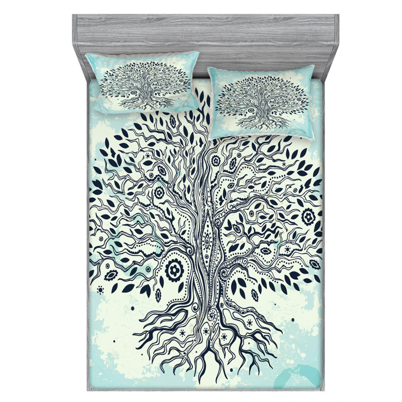 Microfiber Floral Sheet Set, Queen Sheet Set with Fitted Sheet