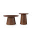 Ensemble de 2 tables basses rondes, grandes et petites tables centrales et d'appoint en bois, finition noyer moderne pour le salon et le bureau