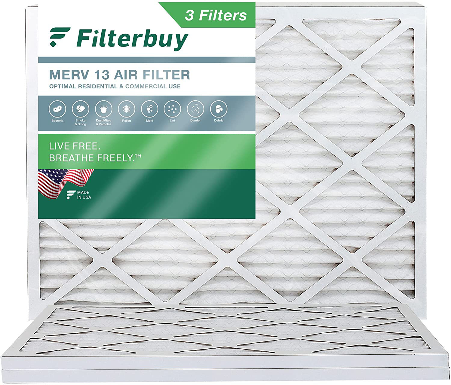 Filterbuy 20x24x1 Air Filter MERV 13, Pleated HVAC AC Furnace Filters ...