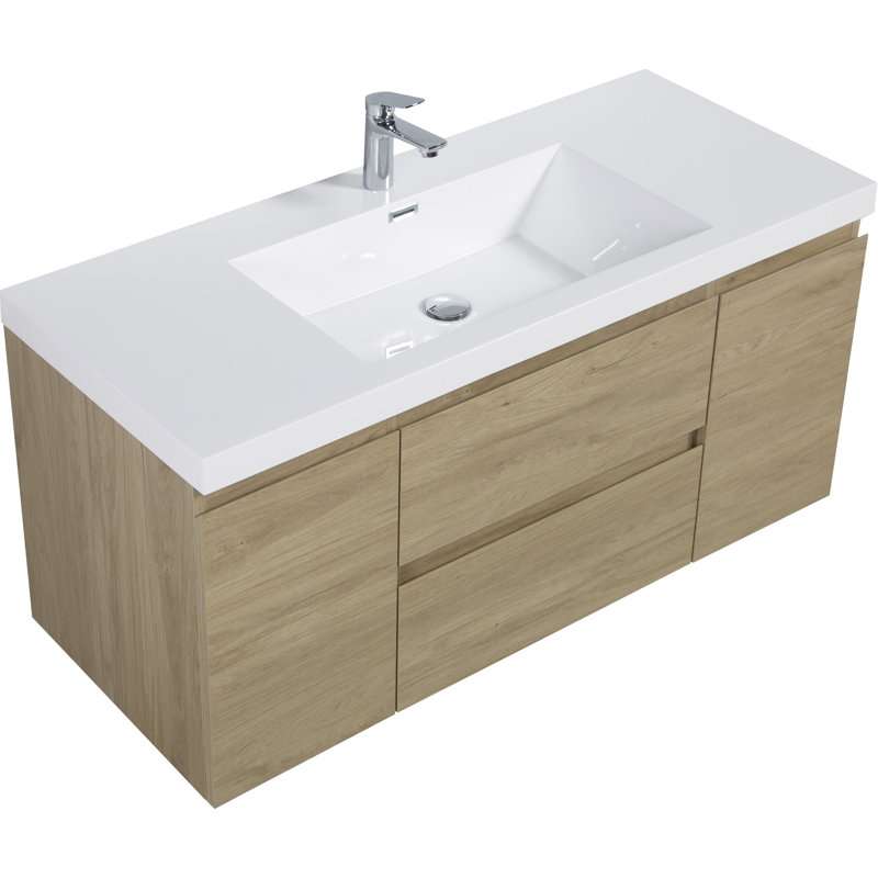 Meuble-lavabo flottant peu encombrant avec design fonctionnel et lavabo durable