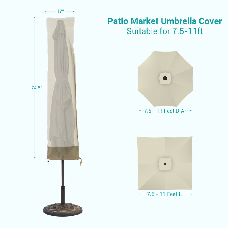 Outdoor Patio Umbrella Cover, Market Umbrella Cover, Beige/Brown