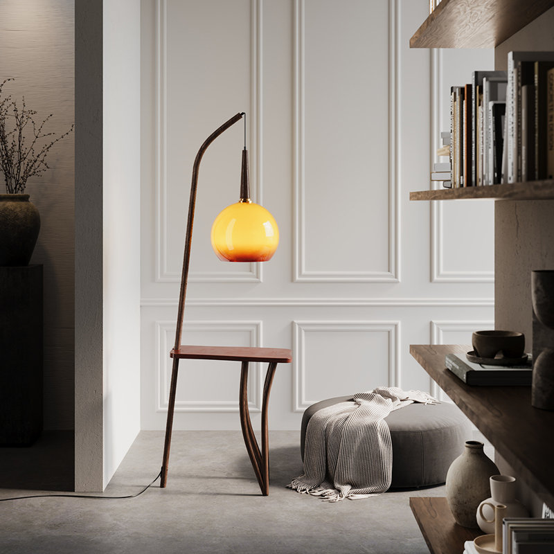 156.5cm Polished Torchiere Floor Lamp with USB and Outlet