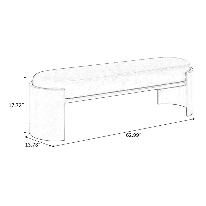 Banc rembourré Modern, Noyer, H 17,72 po x l 62,99 po x P 13,78 po, Noir