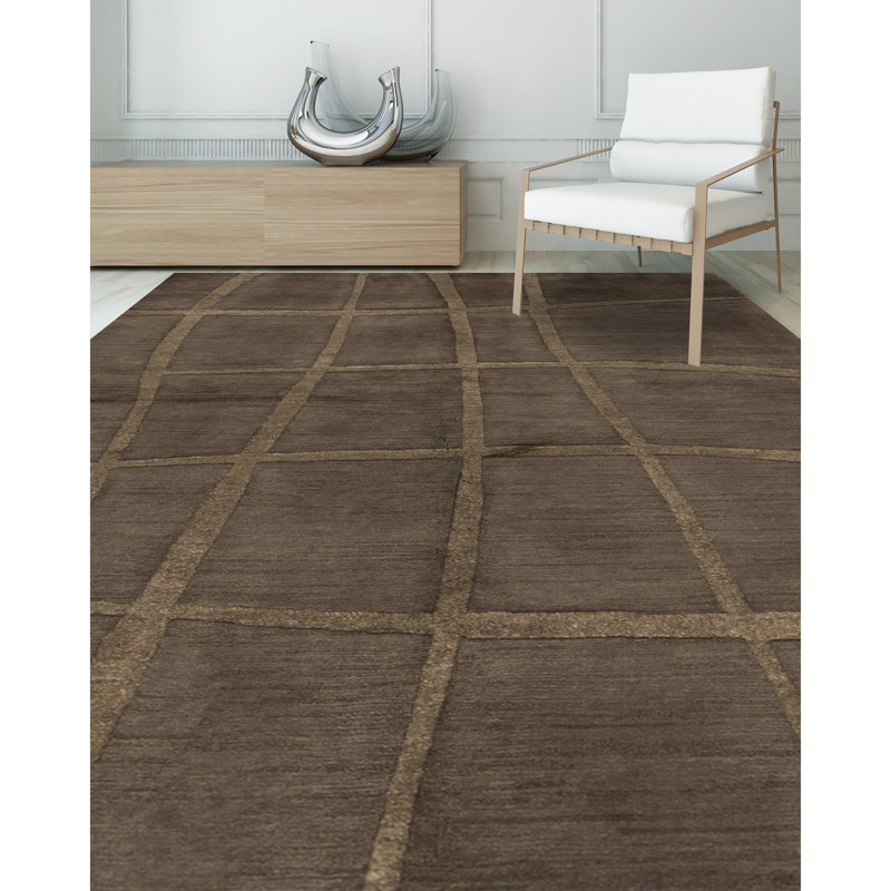Hand-Knotted High-Quality Light Brown Area Rug