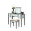 Coiffeuse et tabouret argentés (1 pièce), style transitionnel, 3 tiroirs de rangement, miroir central de 5 mm, en bois massif, style moderne, plan de maquillage, motif coloré