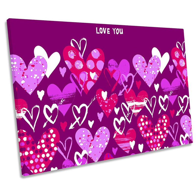 Love You Hearts - Wrapped Canvas Art Prints, 30.5cm H x 45.7cm W x 2cm D